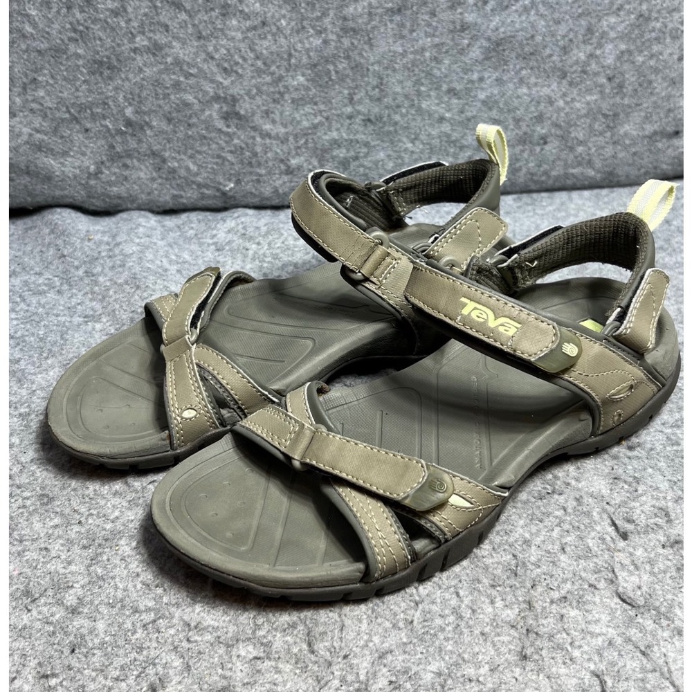 Teva Tirra Women Olive Green Tan Strappy Hiking Sport Sandals Size 7